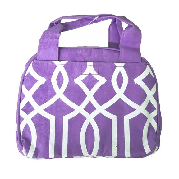 Womens Geometric Lunchbox Aztec Insulated Zipper Lunch Bag Purple