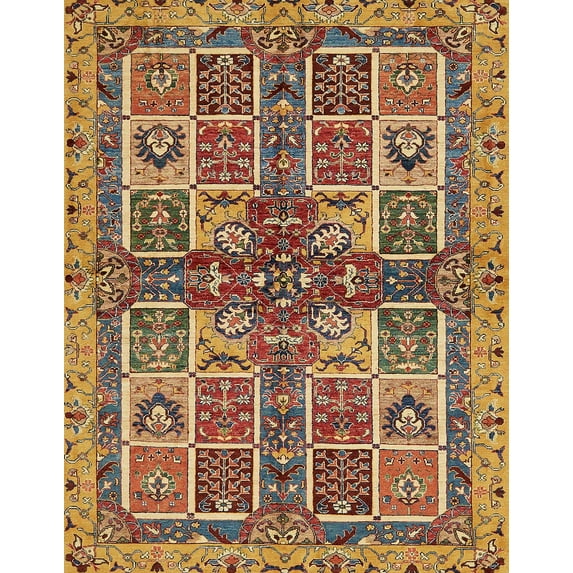Ahgly Company Indoor Rectangle Abstract Metallic Gold Abstract Area Rugs, 8' x 10'
