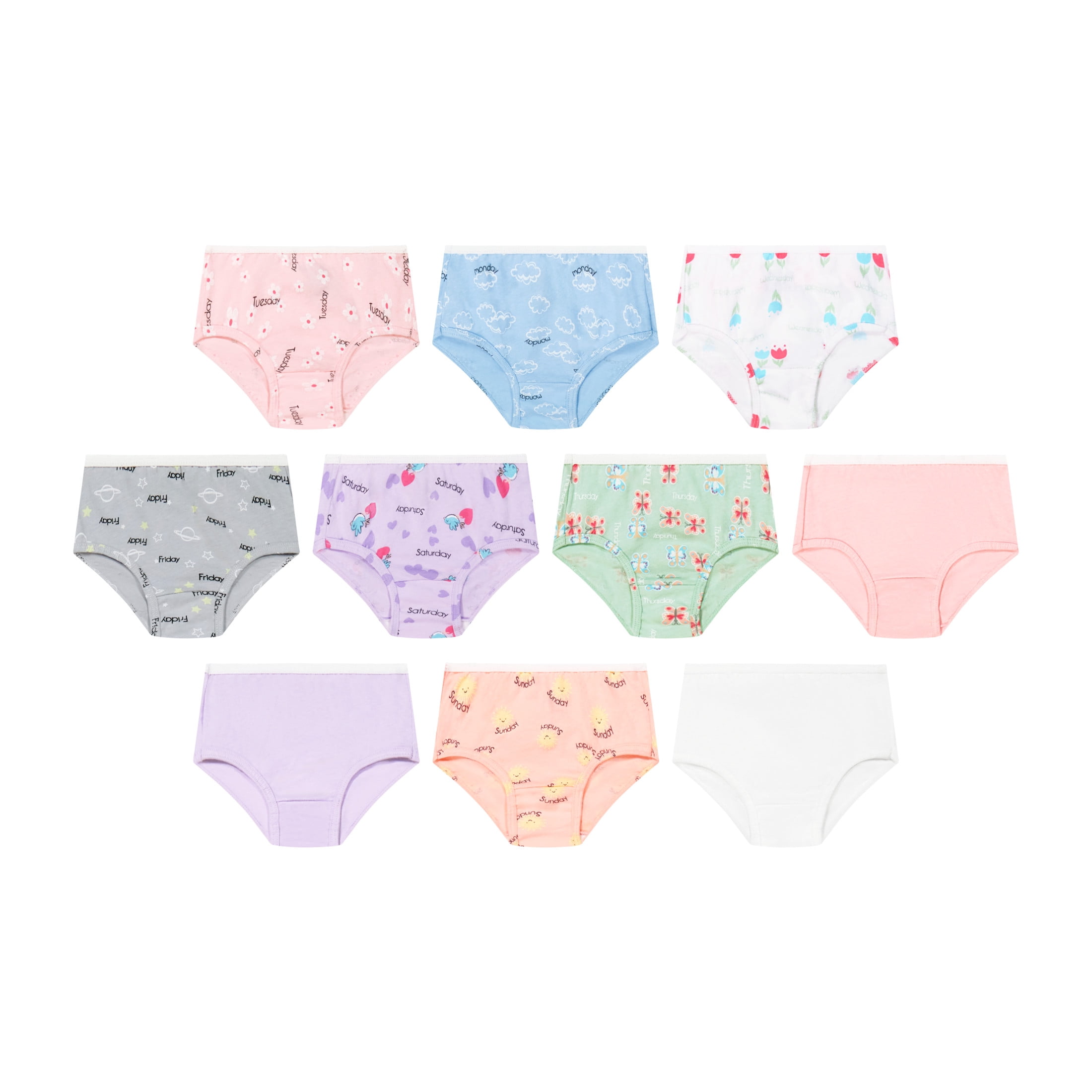 Hanes Infants/Toddlers Briefs Underwear Pack, 10-Pack, Toddler Core 100% Cotton Underwear for Toddler Girl