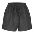 thumbnail image 4 of DHFJKG High Waisted Jean Shorts For Women Elastic Drawstring Loose Fit With Pockets Comfortable Solid Color Summer Denim Shorts Trendy Bottoms, 4 of 5