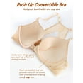 thumbnail image 2 of Exerin Women's Push Up Underwire Racerback Padded Convertible Front Closure Bra(32C,Beige), 2 of 7