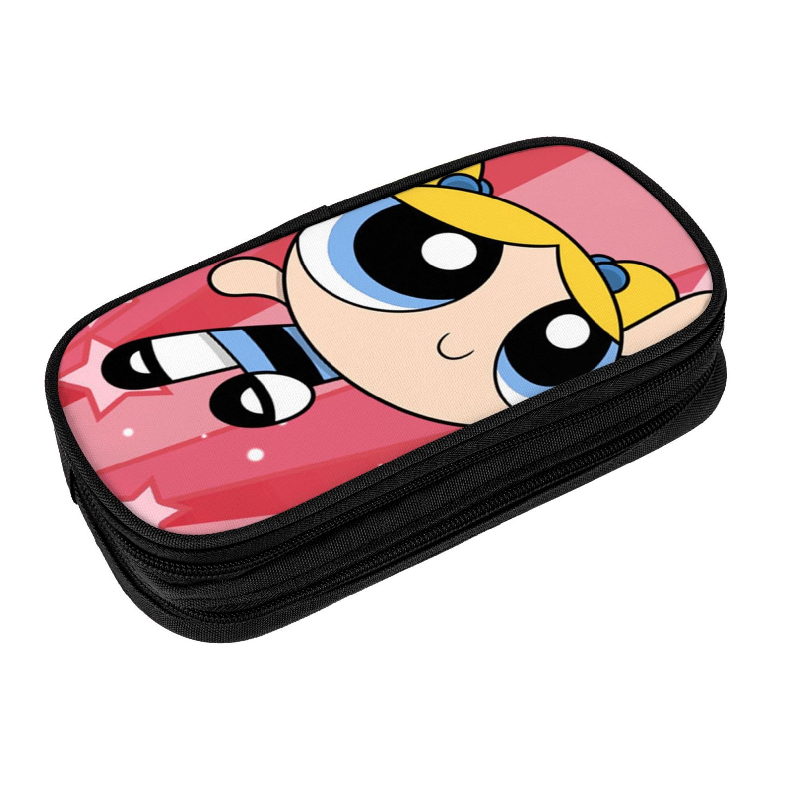 The Powerpuff Gi-rls Pencil Case Large Capacity Pencil Pouch Penbag Office Stationery Organizer Travel Makeup Bag Black