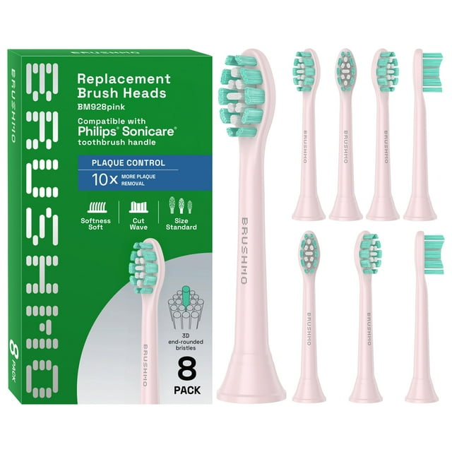 Cabezales de repuesto para cepillos de dientes Brushmo Plaque Control x8, color rosa