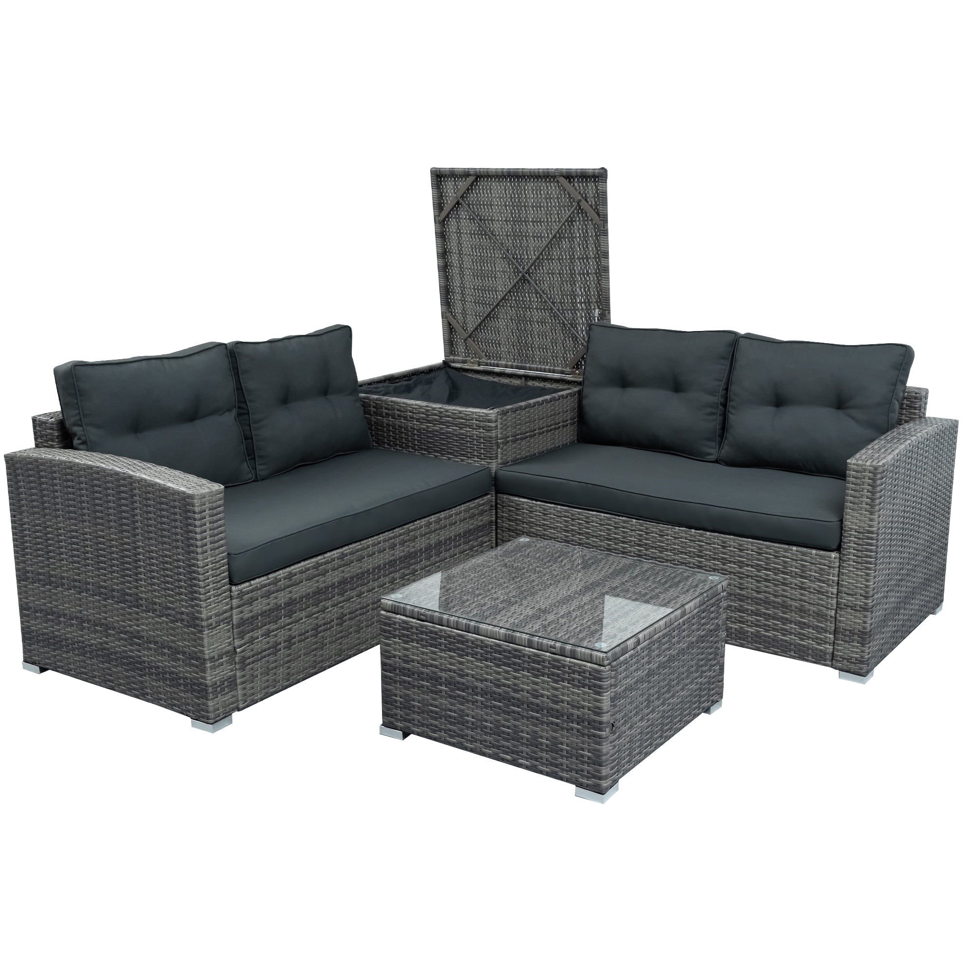 Gray Wicker Patio Furniture Sets On For, Wicker Patio Conversation Set Gray