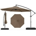 thumbnail image 1 of Gymax 10 FT Offset Hanging Umbrella w/ Base Patio Cantilever Umbrella 360° Rotation Taupe, 1 of 8