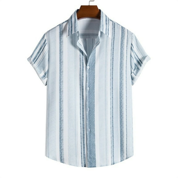 Aayomet Hawaiian Shirt Men Summer Hawaii Lapel Top Printed Turndown Collar Loose Top Short Sleeved Mens Summer Shirt Gray,M