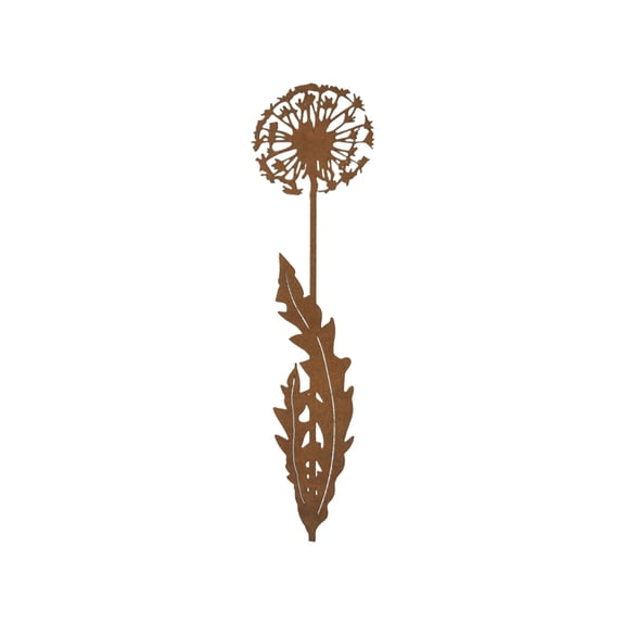 Rusted Dandelion Garden Stake, Natural Rusty Metal Yard Art Outdoor Patio Lawn Decor