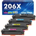 thumbnail image 1 of Cartuchos de tóner Cool Toner 206X 206A de alto rendimiento, paquete de 4, 1 of 6