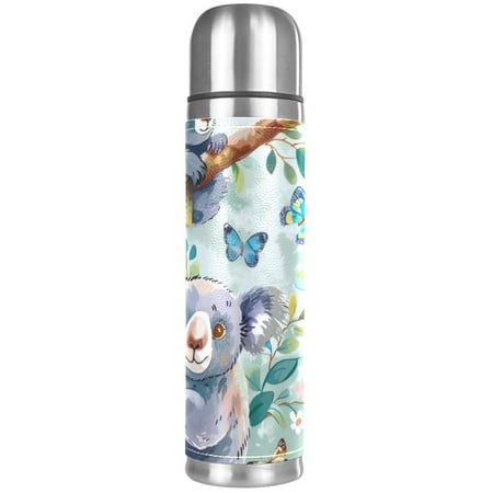

HOHODIY Stainless Steel Vacuum Thermos Bottle Painted Insulated Bottle 18 oz Leak Proof Water Bottle for Keeping Liquids Hot or Cold for Up to 24 Hours Koala Butterflies