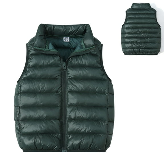 Puffer Vest Boys Green Vest Zip up Lightweight Waterproof Sleeveless Outwear Girl Vest 4-5 Years
