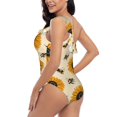 thumbnail image 5 of Yiaed Sunflowers And Bee Print Women One Piece Swimsuits Tummy Control One Shoulder Bathing Suits Pattern Ruffle Swimwear-Large, 5 of 8