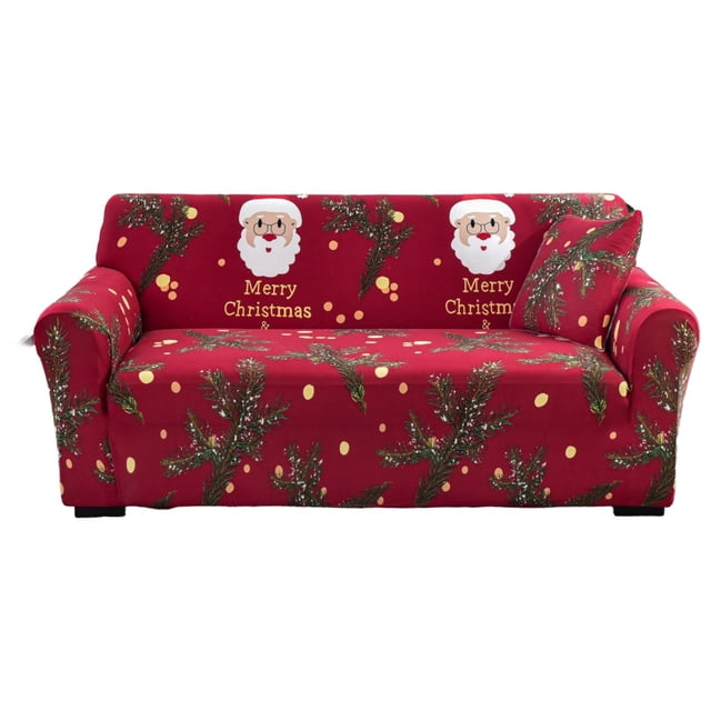 Christmas Sofa Cover Christmas Themed Sofa Santa Elastic Couch Cover Santa Pattern Furniture Protector Xmas Couch Cover Christmas for Living Room (ChristmasA 57" X 72.8")