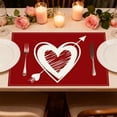 thumbnail image 4 of Valentine's Day Placemat Set Linen Fabric Heat Resistant Table Mat with Heart Print - Holiday Dining Decor for Family Party and Romantic Dinner(Red,C), 4 of 6