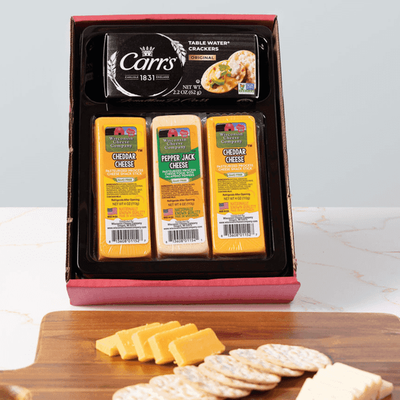 Wisconsin Cheese & Crackers Gift Box | Great for Gifts & Charcuterie Boards | Low Carb, High Protein, Keto-Friendly