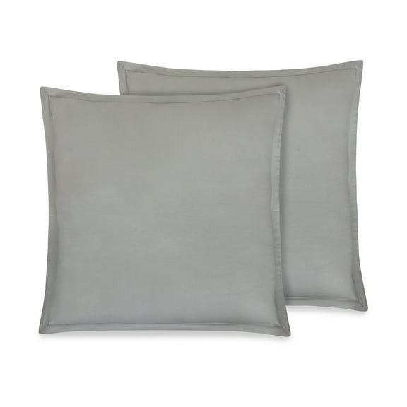 Delara Contemporary Gray Cotton Euro Shams, Standard/Queen (2 Count)