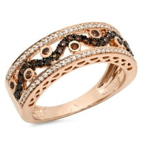 Dazzlingrock Collection 0.65 Carat (ctw) 14K Round Champagne & White Diamond Anniversary Wedding Band, Rose Gold, Size 4.5