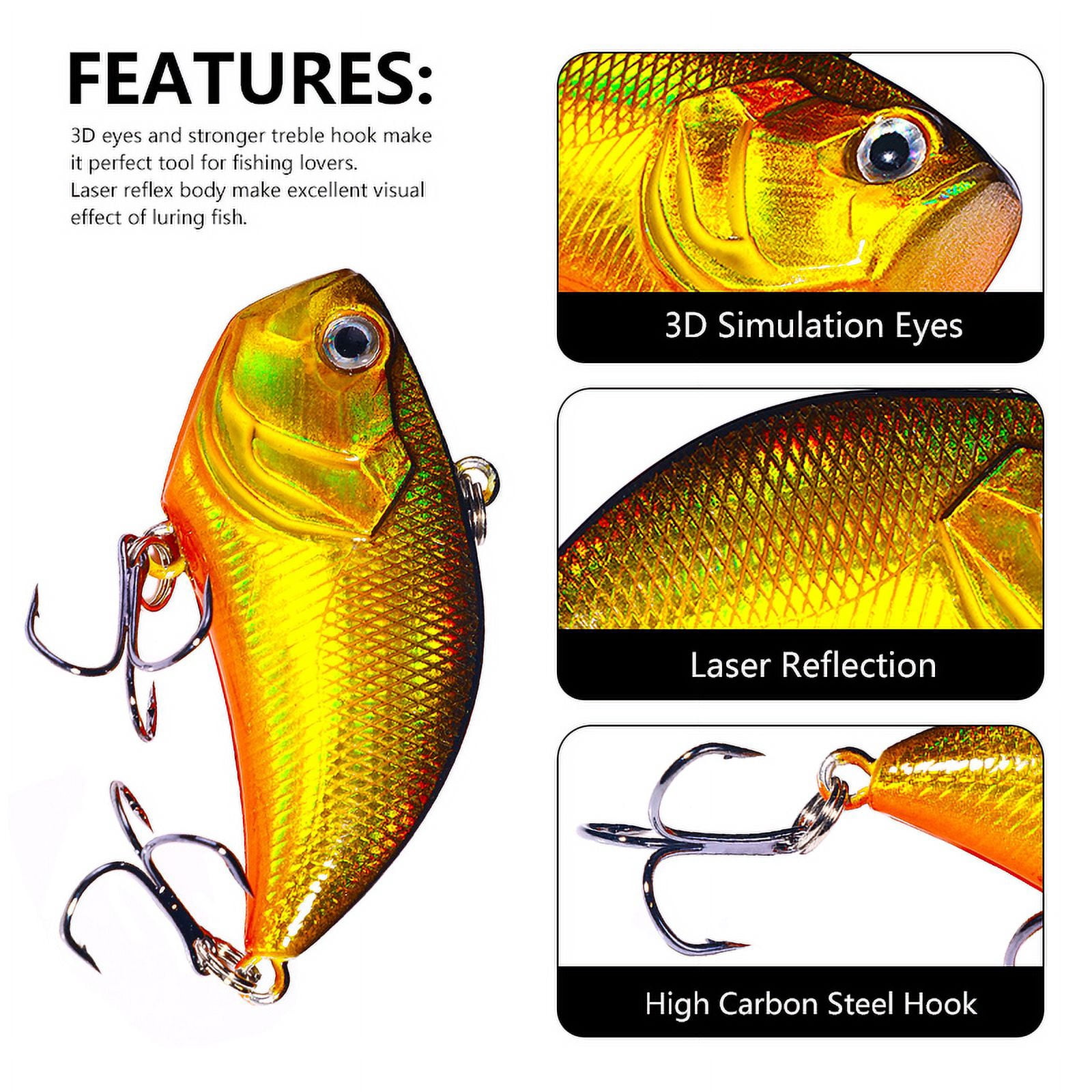HENGJIA Fishing Lures, Lipless Crankbaits Long Casting Distance Sinking Lure Hard Bait Minnow VIB Fishing Lure for Trout Walleye Redfish Freshwater or Saltwater