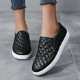 thumbnail image 2 of Black Slip On Shoes Women Loafers Quilted Comfort Fashion Sneakers Flat Casual Shoes, 2 of 7