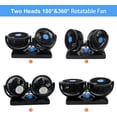 thumbnail image 3 of Ventilador de refrigeración para coche eléctrico de 12 V, ventilador de circulación de aire con doble cabezal giratorio de 360 ​​°, rotación Manual, 2 velocidades. (Enchufes de encendedor de cigarrill, 3 of 5
