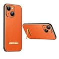 thumbnail image 1 of SaniMore for iPhone 14 6.1" 2022 Case, PU Leather Shell with Ultra-thin Design Hidden Bracket All-inclusive Hybird Shock Resistant Anti-fall Wear-resistant Cover For iPhone 14 6.1 Inch, Orange, 1 of 9