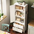 thumbnail image 2 of Sesslife 72" Kitchen Pantry Storage Cabinet, Freestanding Hutch with 2 Doors and 2 Drawers, Modern Cupboard Sideboard Buffet with Side-Ventilated Panels and Hooks for Kitchen Dining Room, White, 2 of 8