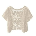 thumbnail image 4 of Gvdentm Women's Lightweight Cardigans Summer Crochet Short Sleeve Boho Oversized Open Front Knitted Cardigan for Women(Beige,One Size), 4 of 4