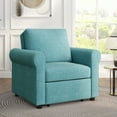 thumbnail image 4 of 3-In-1 Convertible Chair Bed Sleeper, Linen Pull Out Sleeper Chair with Adjustable Back, Single Lounge Couch for Living Room, Weight Capacity 440 LBS, Teal, 4 of 7