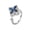 14K White Gold-Plated, variant on Women's Spinner Four Leaf Clover Ring 14K Yellow Gold-Plated with Blue Cubic Zirconia, Daily Wear, Size Adjustable, Gift Box Included