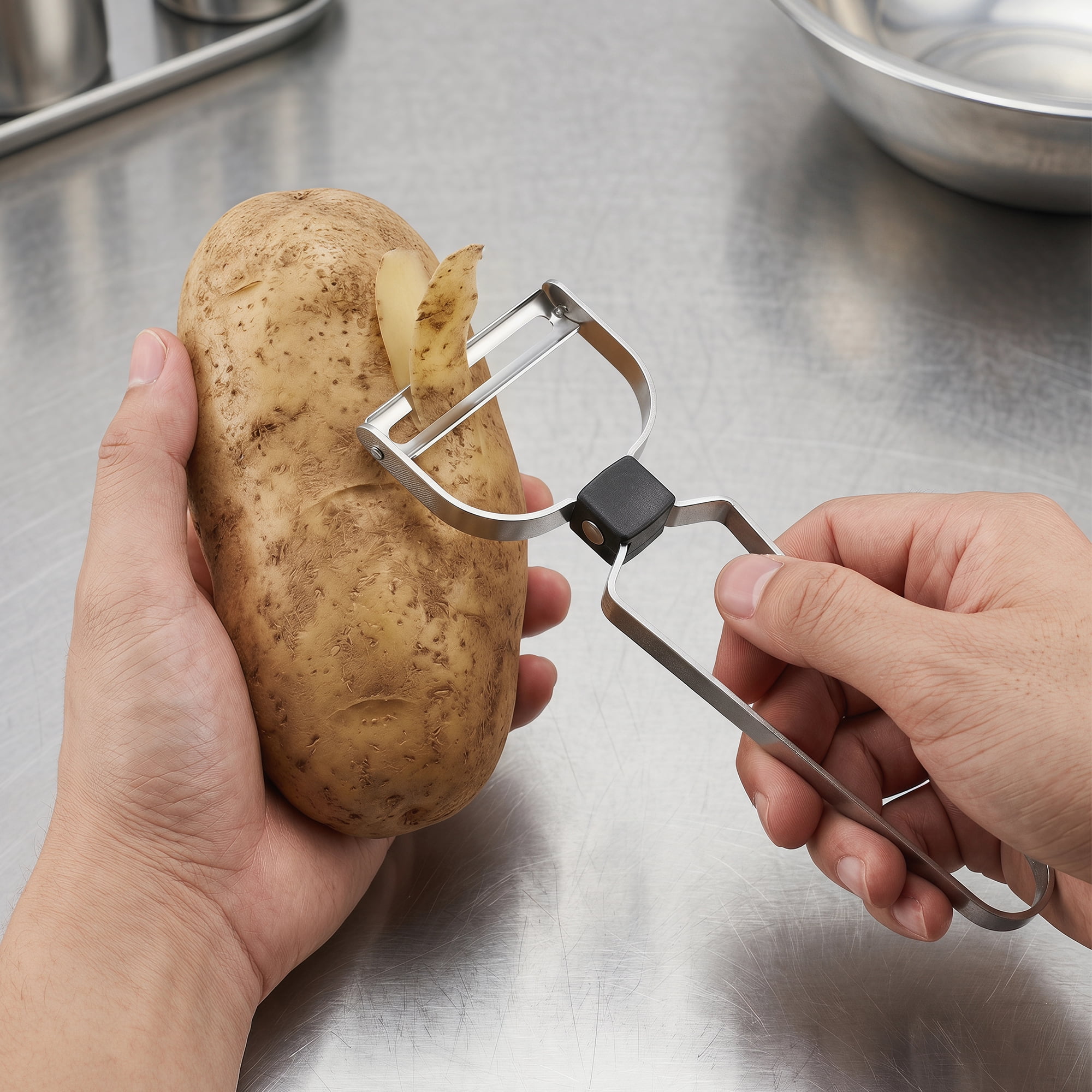 Unique Bargains Stainless Steel Vegetable Peeler with Ergonomic Handle Silver 5.6x2.1 inch