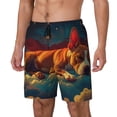 thumbnail image 2 of Uemuo Colorful Starry Sky Sleep Dog Pattern Mens Swim Trunks Quick Dry Board Shorts with Mesh Lining, Stretch Beach Shorts Quick Dry No-Chafing Board Shorts-Small, 2 of 9