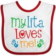 thumbnail image 3 of Inktastic My Lita Loves Me Grandchild Boys or Girls Baby Bib, 3 of 4