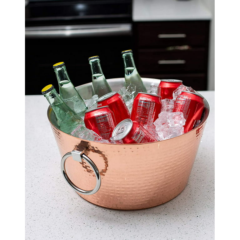Large 11L Beer Cooler Bucket Recycled Iron Embossed Brushed Silver Finish  Beer Bottle Cooler Garden Party Ice Bucket Bottle Opener Party Tub 