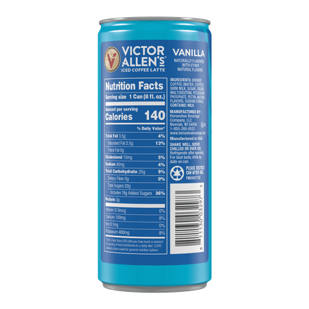 Victor Allen's Vanilla Latte, Ready to Drink, 8 oz Cans