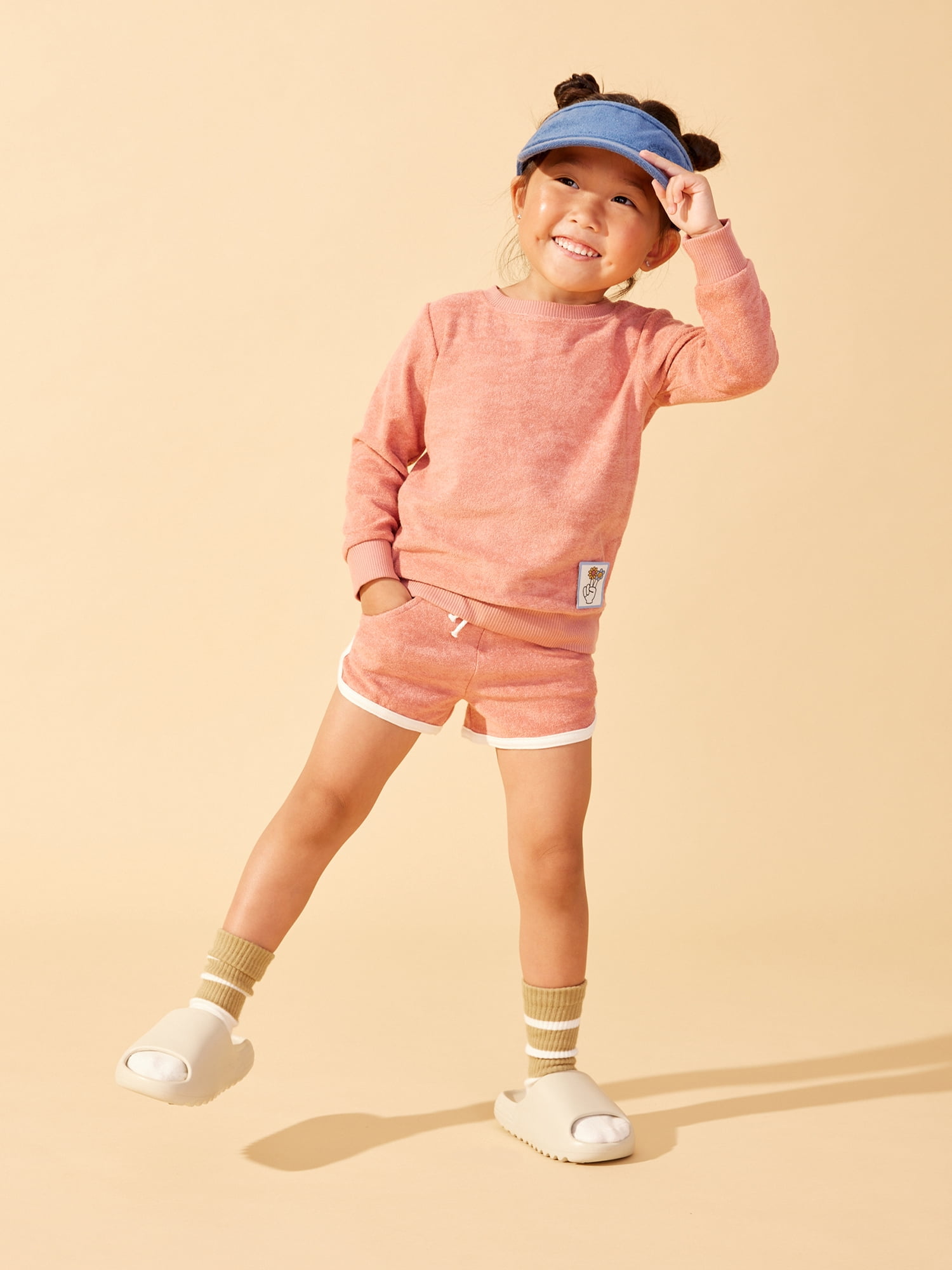 Little Star Organic Toddler Girl 2Pk Dolphin Shorts, Old Rose, Size 4T