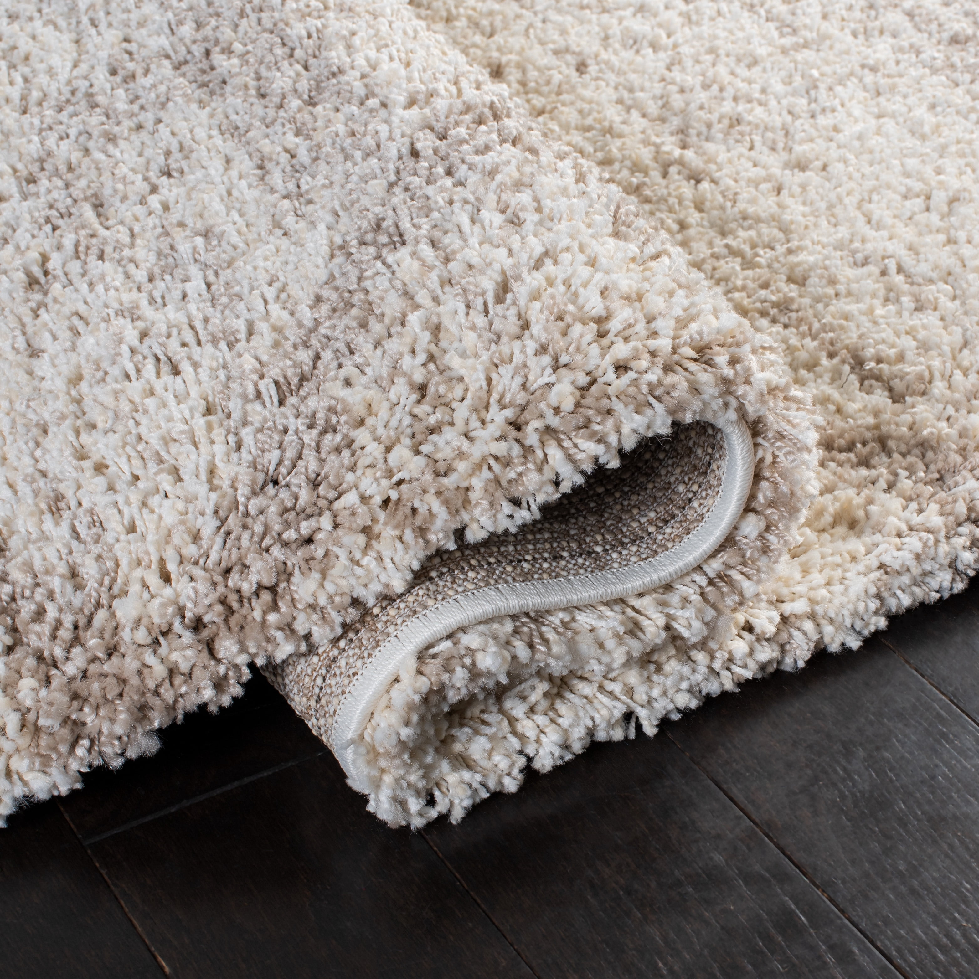 SAFAVIEH Hudson Amias Plush Geometric Shag Area Rug, Multi Ivory/Beige, 9' x 12'
