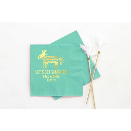 50pcs Fiesta Rehearsal Dinner Napkins, Personalized Cocktail Napkins Engagement Fiesta Decorations, Custom Wedding Napkins, luncheon napkins, party napkins for reception disposable decorative 5"x5"