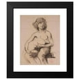 thumbnail image 2 of Henri Leopold Lévy 12x14 Black Modern Framed Museum Art Print Titled - Study of a Young Man Sitting Holding Something in His Hands, 2 of 5