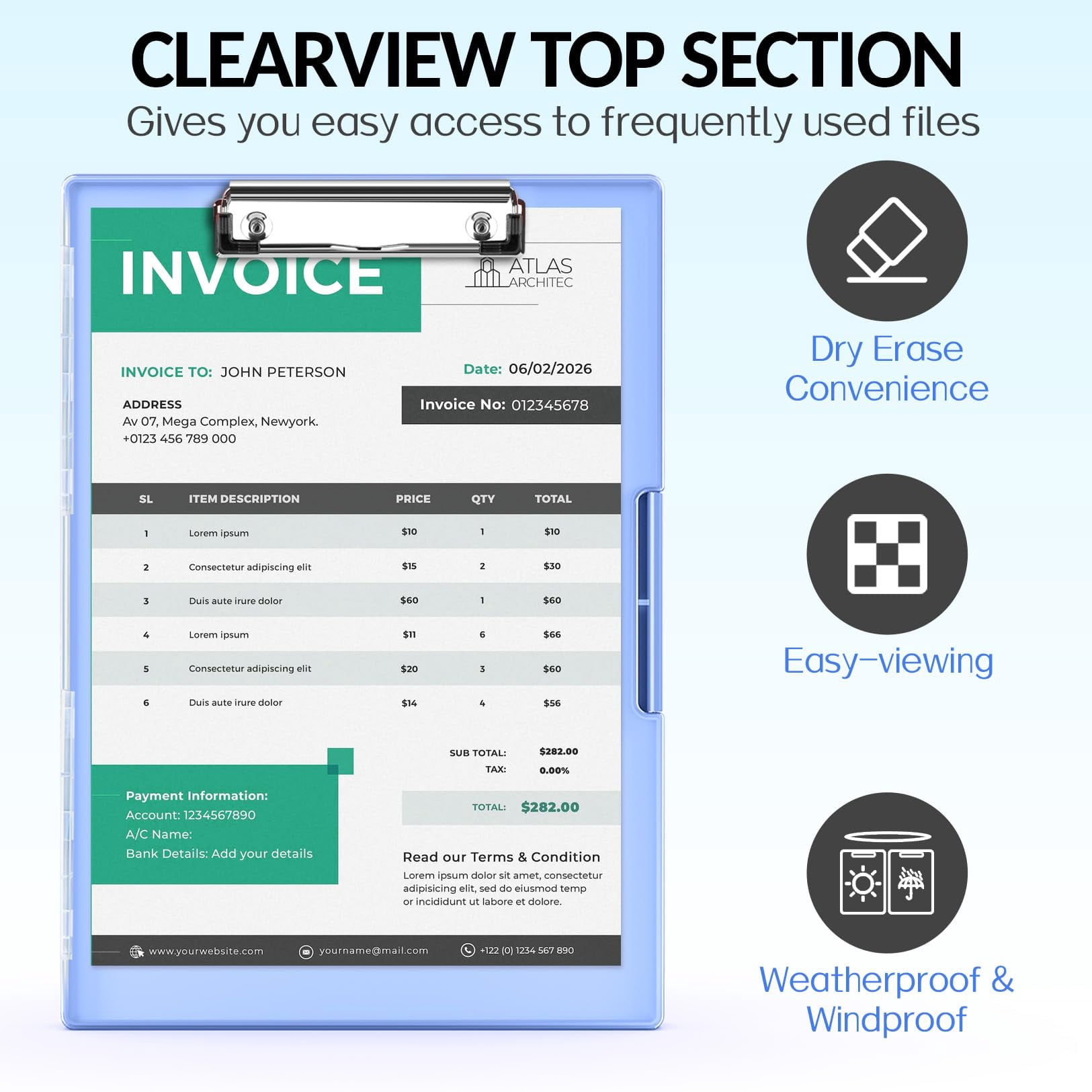 Clipboard With Storage  Heavy Duty Cleaview Clip Boards 8.5x11 Dual Dry Erase Plastic High Capacity Clipboards Folder For Teacher Nurse School & Office Supplies