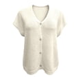 thumbnail image 3 of Spring Cardigans for Women Short Sleeves Knitted Button Up Sweater Cardigan V Neck Casual Sweater Coat Short Sleeves Sweater Cardigans for Women (White M), 3 of 3