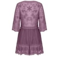 thumbnail image 4 of Wycnly Dresses for Women Beach Holiday Loose Lace Patchwork Cover Ups Mini Dresses V-Neck Elbow-Length Solid Summer Short Formal Dress Purple Free Size, 4 of 5