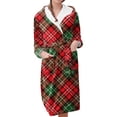 thumbnail image 1 of Women's Fleece Plush Robe Long Warm Plush Bathrobe Loungewear Jacket Printed Comfort Robe, 1 of 5