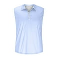 thumbnail image 4 of Men's Gifts! BiZtdJrK Men's 1/4 Zip Up Sleeveless Polos Shirts Summer Slim Solid Color Lapel Vest Casual Muscle Fit Workout Tank Tops Light Blue L, 4 of 7