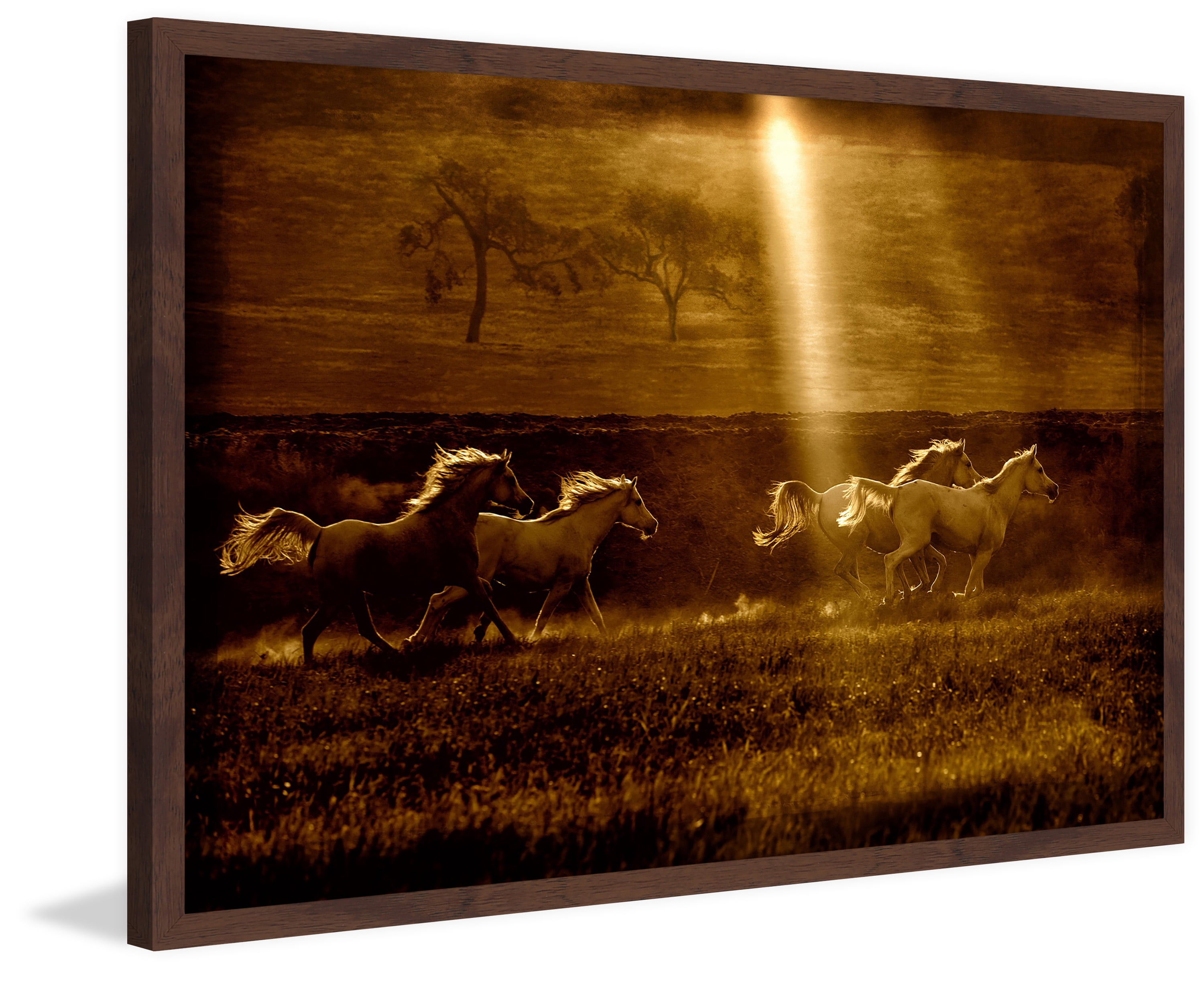 "Horses at Sunrise 2" Framed Painting Print