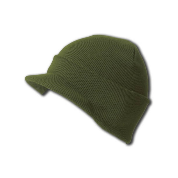 NEW CUFF DARK OLIVE GREEN Beanie Visor Skull Cap HAT 