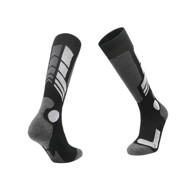 Calcetines de esquí para niños, calcetines de snowboard, calcetines térmicos cálidos de invierno, suaves y gruesos, acolchados para niños y niñas para exteriores, En y negro