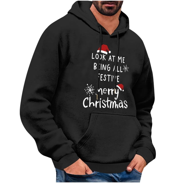 COM1950s Sweat à Capuche Homme, Sweat à Capuche Homme, Haut Imprimé de Noël pour Homme, Chandails en Molleton de Noël pour Homme, Chandail en Molleton de Noël pour Homme