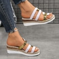 thumbnail image 5 of Espadrilles for Women Trendy Color Block Open Toe Slides Casual Wedge Sandals Platform Slip on Summer Dress Shoes White Size 6.5, 5 of 8