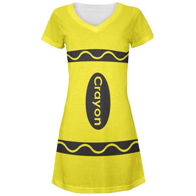 Costume de Craie de Cire Jaune Robe Juniors Col en V