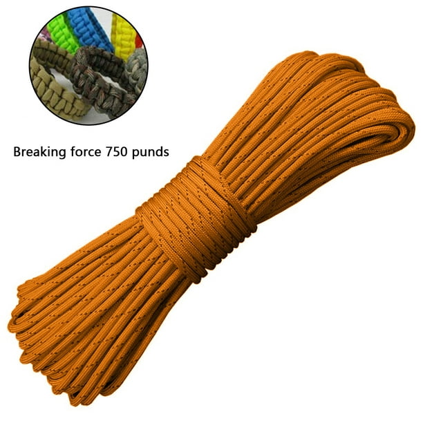 Mikewe Emergency Zone Nylon Braided 30 M, Multi-Purpose Camping Rope | (1 Pack) - Orange Red Camouflage Other 750 Pounds For Nine Cores
