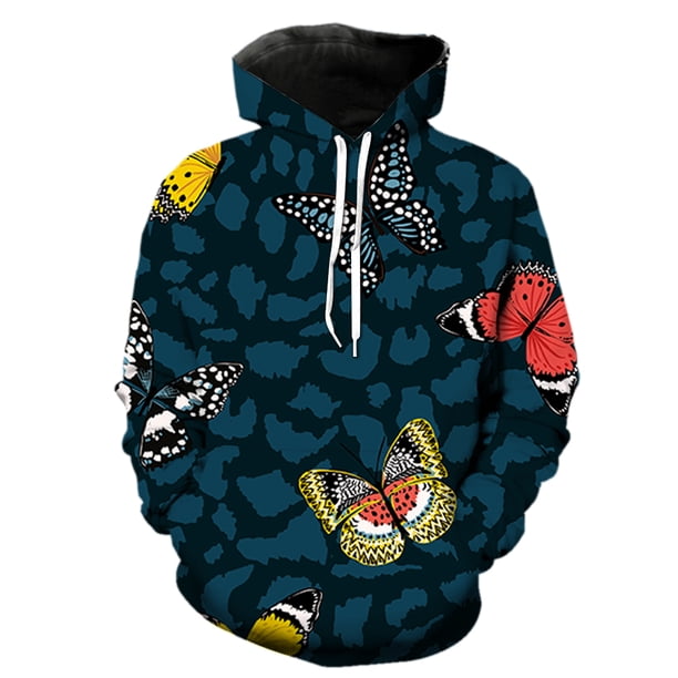 Sudadera con capucha de mariposa de dibujos animados para hombre, ropa de calle de gran tamaño para adolescentes, jersey con estampado 3D, tops casuales de moda de primavera, unisex, hip hop geniales